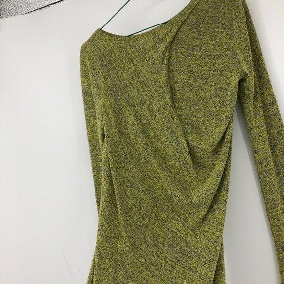 T By Alexander Wang marled yellow LS bodycon mini dress  drape twist back - Picture 5 of 16